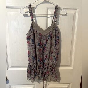 Y2K Decree Multicolor Floral Camisole Tank Top with Lace Detail
